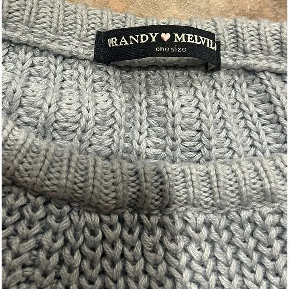 Brandy Melville OS Relaxed Fit Knit Sweater Powder Blue Soft Cozy Pullover - Picture 3 of 7